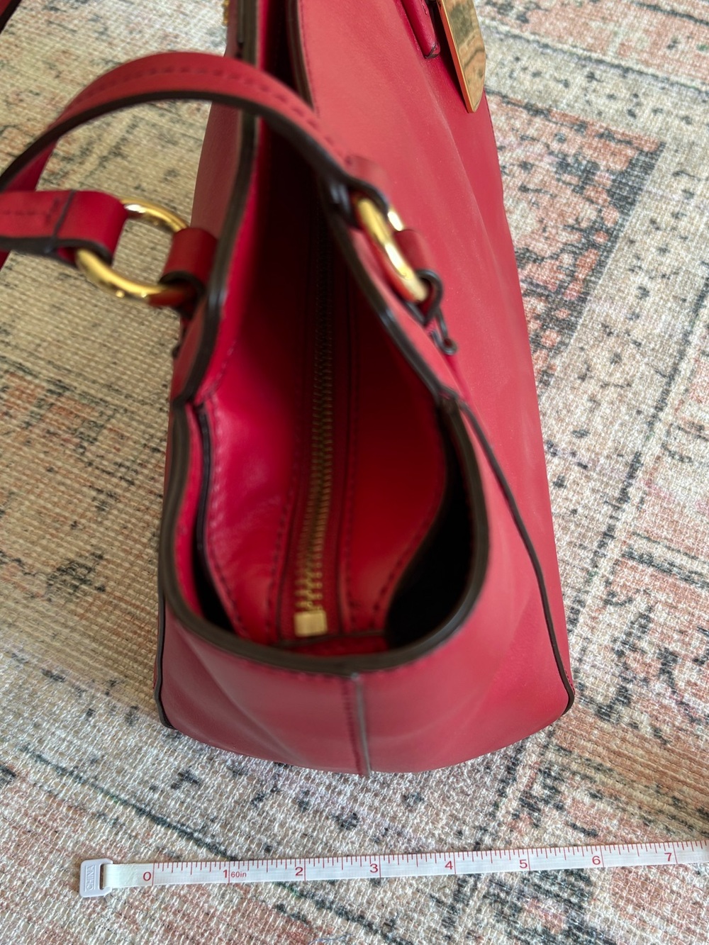 Ralph Lauren Red Leather Double-Handle Tote - Picture 4 of 4